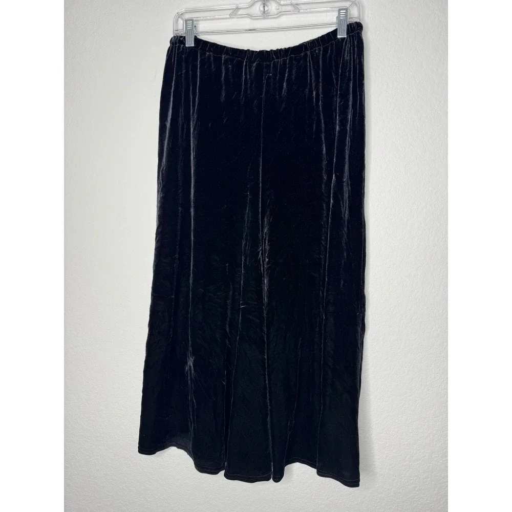 Jessica McClintock Bridal‎ Black Velvet Maxi Skirt Elastic Waist USA Made Size L